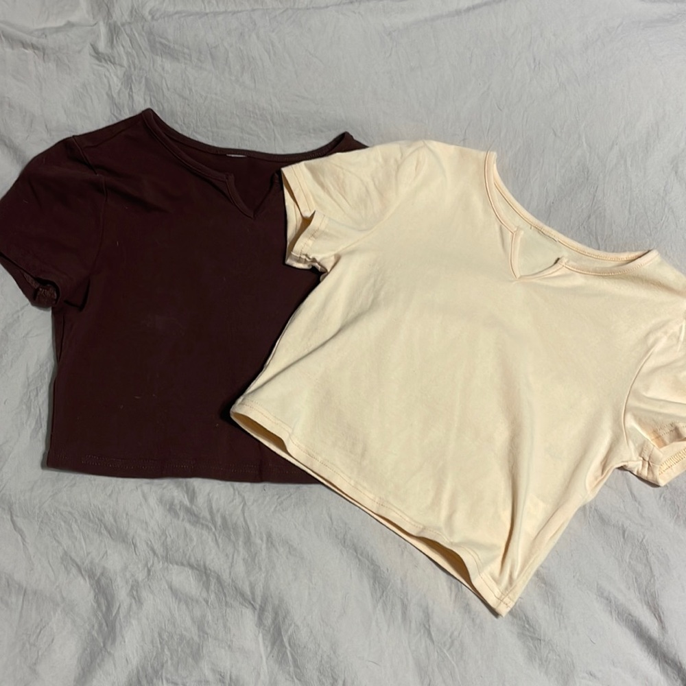 shein baby tees brown and peach size xs